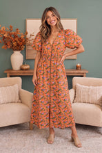 Load image into Gallery viewer, Bloom Into Fall Floral Cotton Zip Dress