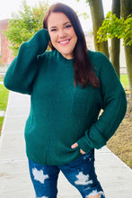 Load image into Gallery viewer, Classy Chic Mock Neck Chest Pocket Knit Sweater in Hunter Green