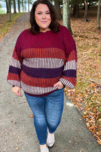 Load image into Gallery viewer, Take All Of Me Burgundy & Navy Stripe Oversized Sweater