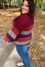 Load image into Gallery viewer, Take All Of Me Burgundy & Navy Stripe Oversized Sweater