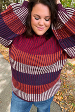 Load image into Gallery viewer, Take All Of Me Burgundy & Navy Stripe Oversized Sweater