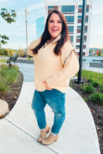 Load image into Gallery viewer, The Perfect Day Oatmeal Notched Neck Contrast Stitch Knit Hoodie