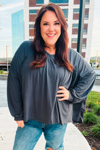 Load image into Gallery viewer, Casual Chic V Neck Yoke Modal Knit Top in Charcoal