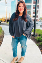 Load image into Gallery viewer, Casual Chic V Neck Yoke Modal Knit Top in Charcoal