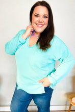 Load image into Gallery viewer, Eyes On You Mineral Wash Rib Notch Neck Pocket Top in Seafoam