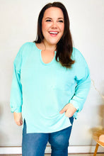 Load image into Gallery viewer, Eyes On You Mineral Wash Rib Notch Neck Pocket Top in Seafoam