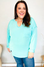 Load image into Gallery viewer, Eyes On You Mineral Wash Rib Notch Neck Pocket Top in Seafoam