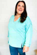 Load image into Gallery viewer, Eyes On You Mineral Wash Rib Notch Neck Pocket Top in Seafoam