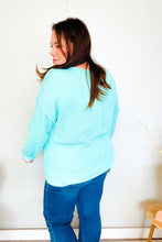 Load image into Gallery viewer, Eyes On You Mineral Wash Rib Notch Neck Pocket Top in Seafoam