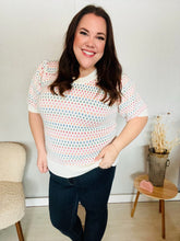 Load image into Gallery viewer, Spread Joy Ivory & Multicolor Jacquard Bubble Sleeve Sweater