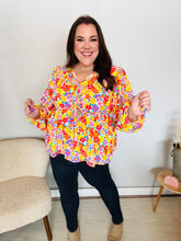 Load image into Gallery viewer, Chasing Dreams Ribbon Tie Bow Babydoll Puff Elastic Sleeve Floral Top