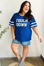 Load image into Gallery viewer, Stand Out "TOUCHDOWN" Sequin Bubble Sleeve Game Day Top in Blue