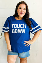 Load image into Gallery viewer, Stand Out "TOUCHDOWN" Sequin Bubble Sleeve Game Day Top in Blue
