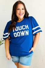Load image into Gallery viewer, Stand Out "TOUCHDOWN" Sequin Bubble Sleeve Game Day Top in Blue