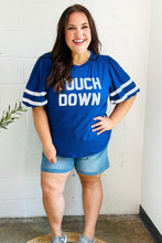 Load image into Gallery viewer, Stand Out "TOUCHDOWN" Sequin Bubble Sleeve Game Day Top in Blue