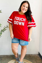 Load image into Gallery viewer, Stand Out "TOUCHDOWN" Sequin Bubble Sleeve Game Day Top in Red