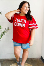 Load image into Gallery viewer, Stand Out "TOUCHDOWN" Sequin Bubble Sleeve Game Day Top in Red