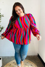 Load image into Gallery viewer, Rust & Berry Abstract Print Babydoll Air Flow Woven Top