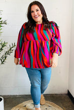 Load image into Gallery viewer, Rust & Berry Abstract Print Babydoll Air Flow Woven Top