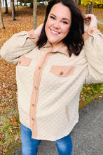 Load image into Gallery viewer, Eyes On You Taupe Quilted Knit Button Down Shacket