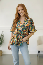 Load image into Gallery viewer, Painted Floral Jungle Blouse