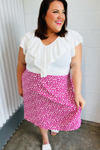 Load image into Gallery viewer, Fuchsia Leopard Two Fer Ruffle V Neck Woven Dress