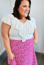 Load image into Gallery viewer, Fuchsia Leopard Two Fer Ruffle V Neck Woven Dress