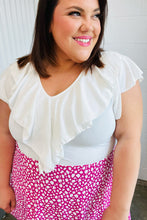 Load image into Gallery viewer, Fuchsia Leopard Two Fer Ruffle V Neck Woven Dress