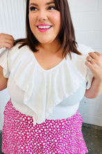 Load image into Gallery viewer, Fuchsia Leopard Two Fer Ruffle V Neck Woven Dress