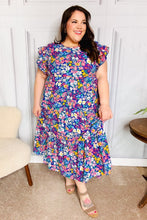 Load image into Gallery viewer, Just A Dream Floral Smocked Ruffle Sleeve Maxi Dress in Navy