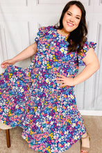 Load image into Gallery viewer, Just A Dream Floral Smocked Ruffle Sleeve Maxi Dress in Navy