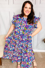 Load image into Gallery viewer, Just A Dream Floral Smocked Ruffle Sleeve Maxi Dress in Navy