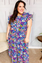 Load image into Gallery viewer, Just A Dream Floral Smocked Ruffle Sleeve Maxi Dress in Navy