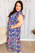 Load image into Gallery viewer, Just A Dream Floral Smocked Ruffle Sleeve Maxi Dress in Navy