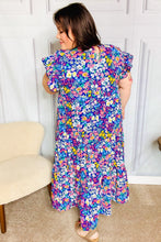 Load image into Gallery viewer, Just A Dream Floral Smocked Ruffle Sleeve Maxi Dress in Navy