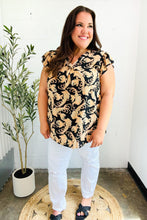Load image into Gallery viewer, You Got This Black Paisley Print V Neck Flutter Sleeve Top