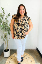 Load image into Gallery viewer, You Got This Black Paisley Print V Neck Flutter Sleeve Top