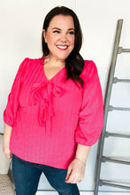 Load image into Gallery viewer, Stay With Me Pink V Neck Ribbon Bow Babydoll Woven Blouse
