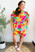 Load image into Gallery viewer, Under The Sun Abstract Floral Smocked Waist V Neck Flutter Sleeve Romper