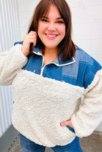 Load image into Gallery viewer, Good Vibes Denim & Ivory Patchwork Sherpa Half Zip Pullover