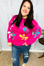 Load image into Gallery viewer, Flower Power Hot Pink Daisy Jacquard Pullover Sweater
