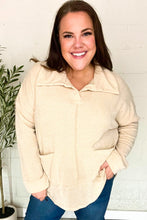 Load image into Gallery viewer, Easy Living Textured Knit Notch Neck Oversized Collar Sweater in Oatmeal