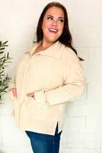 Load image into Gallery viewer, Easy Living Textured Knit Notch Neck Oversized Collar Sweater in Oatmeal