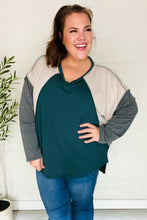 Load image into Gallery viewer, Stand Out Hunter Green V Neck Raglan Color Block Outseam Top