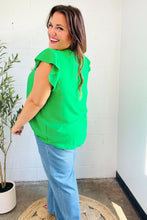 Load image into Gallery viewer, Sunny Days Banded V Neck Flutter Sleeve Top in Kelly Green