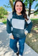 Load image into Gallery viewer, Hunter Green Color Block Outseam Stitch Terry Knit Hoodie