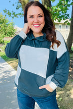 Load image into Gallery viewer, Hunter Green Color Block Outseam Stitch Terry Knit Hoodie