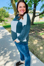 Load image into Gallery viewer, Hunter Green Color Block Outseam Stitch Terry Knit Hoodie