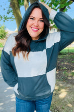 Load image into Gallery viewer, Hunter Green Color Block Outseam Stitch Terry Knit Hoodie