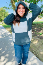Load image into Gallery viewer, Hunter Green Color Block Outseam Stitch Terry Knit Hoodie